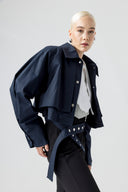 Oversize Dark Blue къс Тренчкот