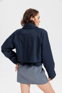 Oversize Dark Blue къс Тренчкот