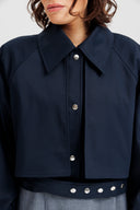 Oversize Dark Blue къс Тренчкот